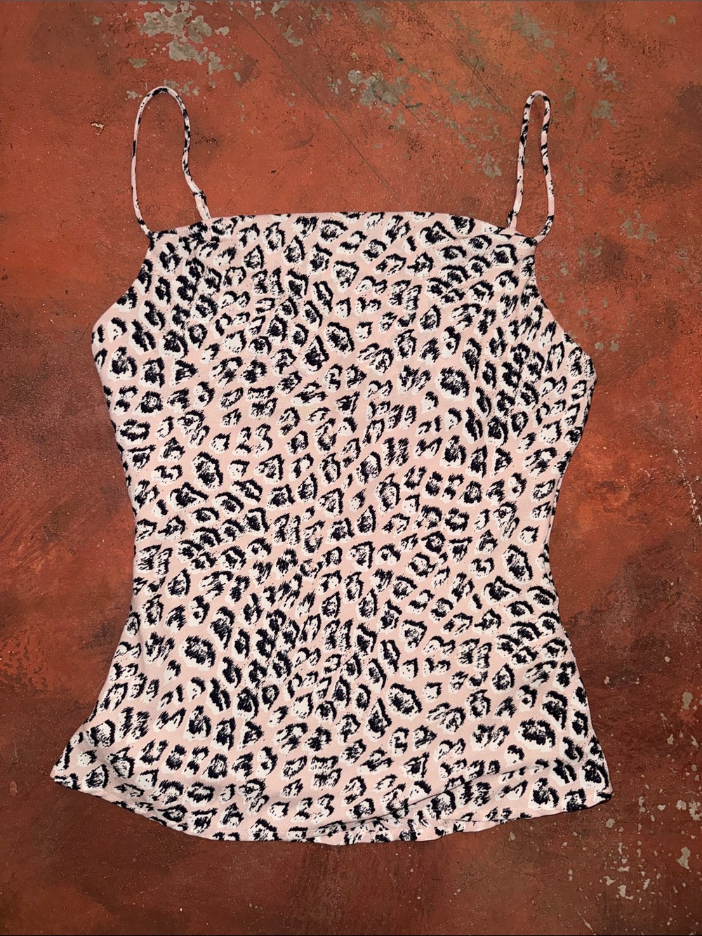 Astr Pink and Black Leopard Print Spaghetti Strap Cami